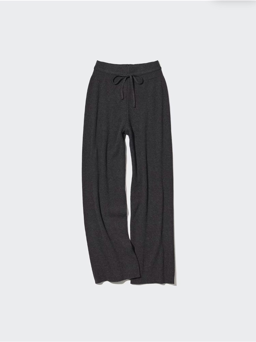 Uniqlo Dark Gray Knit Wide-Leg Drawstring Pants